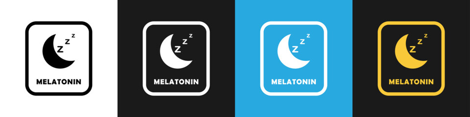 Melatonin - vector label for product on color backgrounds.