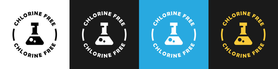Chlorine Free - vector stamps for product labeling on different backgrounds.
