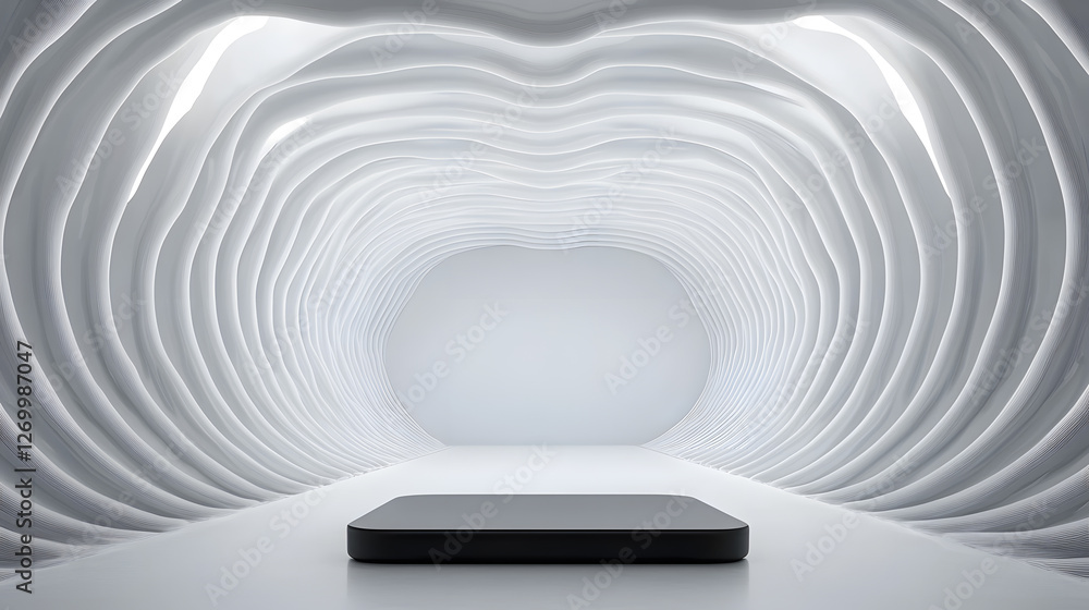 Poster futuristic abstract design digital space 3d visualization sleek environment minimalist viewpoint mod