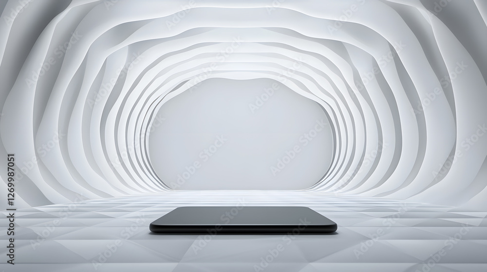 Aufkleber modern technology showcase futuristic display area digital presentation minimalist design wide persp