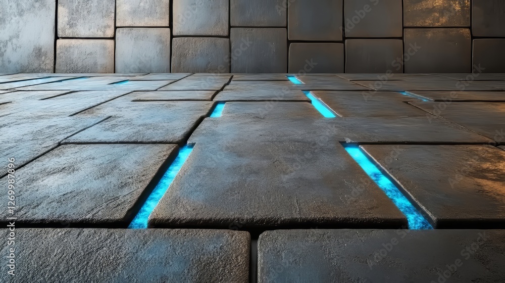 Poster a futuristic hud background composed of an abstract 3d polygonal space with low poly elements and co
