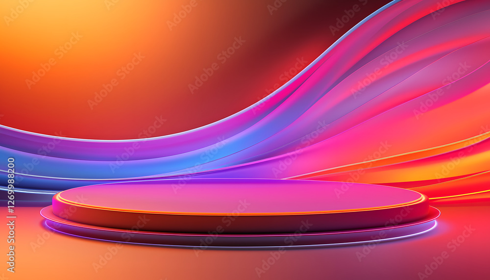 Poster vibrant abstract light patterns studio space digital art modern environment side view creative expre