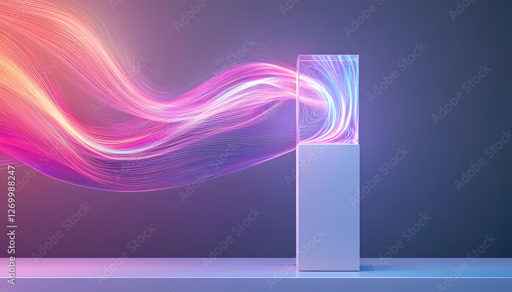 Poster dynamic waves of light transforming a minimalist space abstract art modern design digital environmen