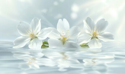 Delicate White Cherry Blossoms in Spring