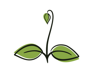 Spring plant sprout with bud. planting, botany and nature design element. Isolated vector image