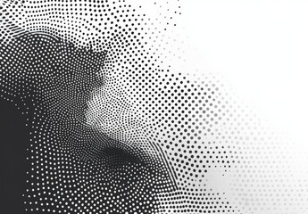 Black abstract dotted halftone on transparent background