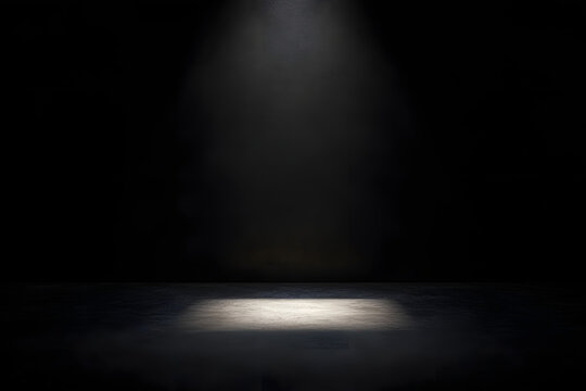 Product showcase with spotlight. Black studio room background. Use as montage for product display