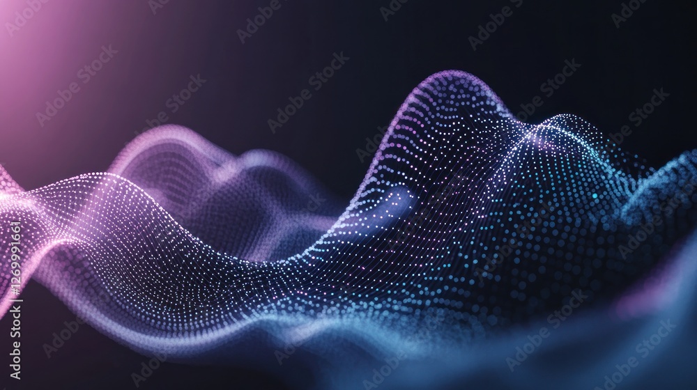 Aufkleber abstract digital particle wave background with pink and blue gradient