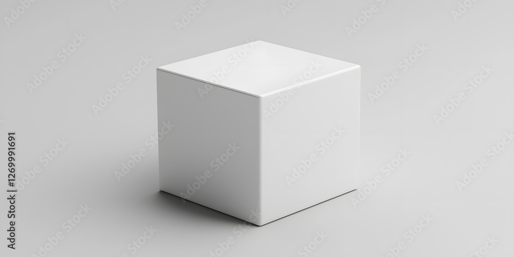 Poster minimalist white cube structure studio space 3d render neutral environment eye-level view contempora