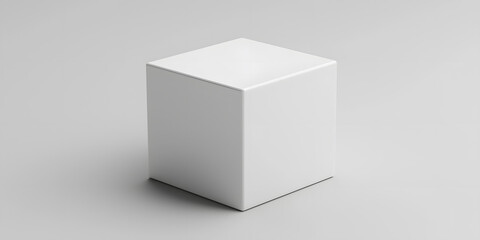 Minimalist white cube structure studio space 3d render neutral environment eye-level view contemporary design concept