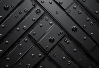 Black metal abstract background. Diagonal embossed stripes. Vector illustration.