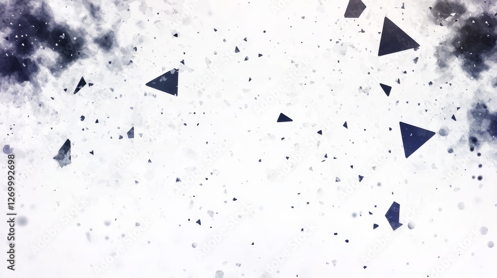 Aufkleber fragmented abstract particles. dark triangles flying randomly, showcasing a shattered texture and is