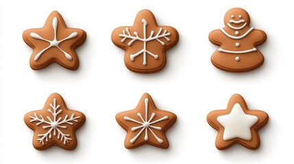 decorated gingerbread cookies arranged on a white background