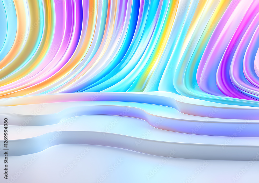 Poster vibrant abstract wave patterns studio space digital art colorful environment eye-level view creative