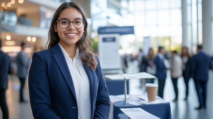 Networking event at a bright convention center with engaged attendees