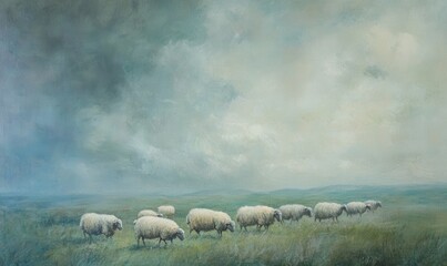 Fototapeta premium Sheep on pasture