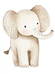 Charming illustration of cute elephant with soft colors and play