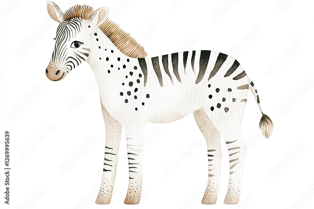Poster playful zebra design with unique spotted patterns and soft color
