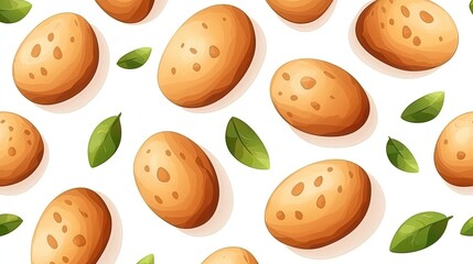 Fototapeta premium Seamless Pattern of Potatoes and Leaves