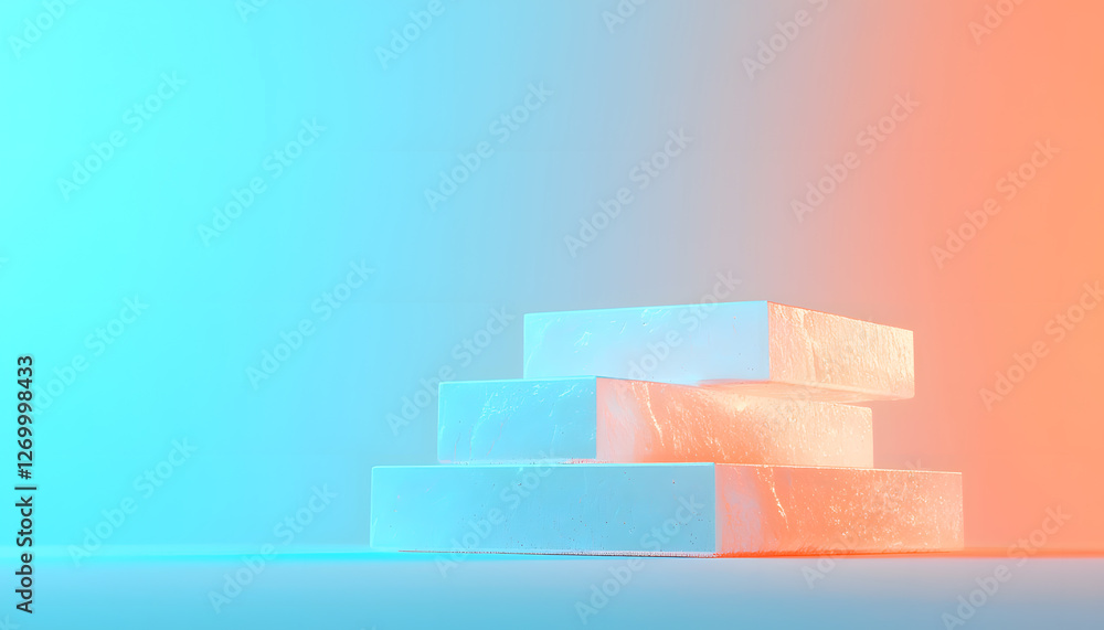 Poster creative stacked ice blocks modern studio abstract photography minimalist setup unique color gradien