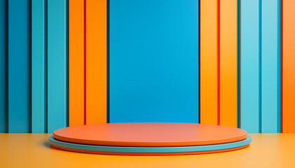 Vibrant colorful display stage modern studio graphic design creative environment eye-level view artistic concept