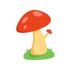 Red mushroom design illustration with simple design and modern pastel color isolated on transparent background