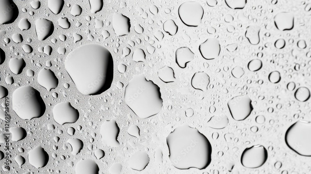 Aufkleber clusters of water droplets sit delicately on a smooth surface, reflecting light and creating an ethe