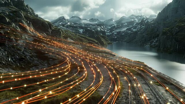 Abstract golden energy lines representing high-speed data transfer and futuristic communication.
