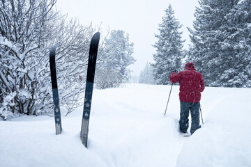 Snowshoeing during snowstorm  Grand Teton NP  Wyoming  © Tom