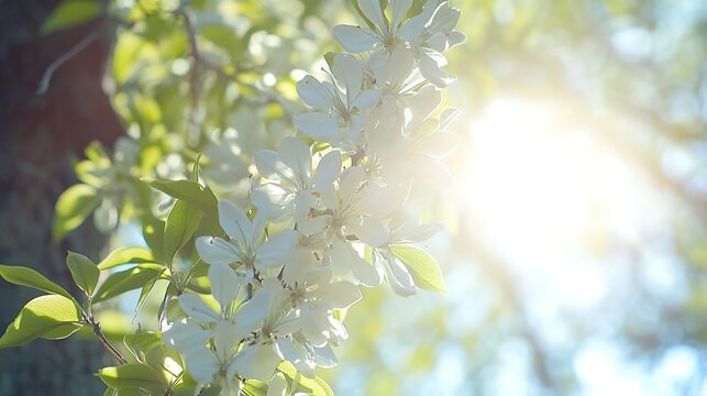 Close-up of a blooming black locust tree on a sunny day.