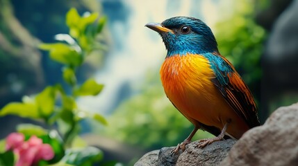 Fototapeta premium Close-up of a colorful bird perched in a natural setting.