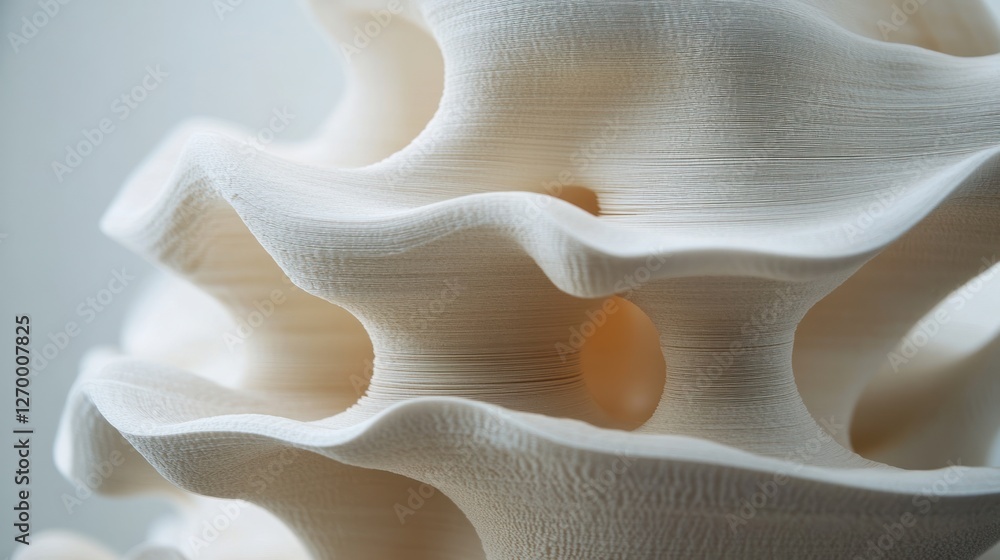 Poster abstract beige object with repetitive layers and organic flowing shapes