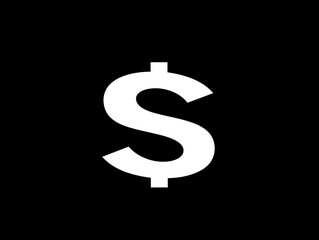Obraz premium A bold white dollar sign on a black background, symbolizing finance and money.