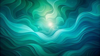 Fototapeta premium Abstract Teal and Green Swirling Waves Background
