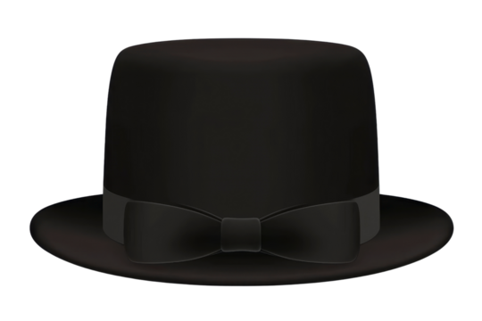 classic black top hat with bow tie, symbolizing elegance and sophistication. Perfect for formal events and celebrations