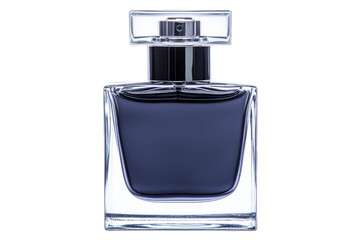 Elegant glass perfume bottle with dark liquid and stylish cap. Perfect for beauty and fragrance...