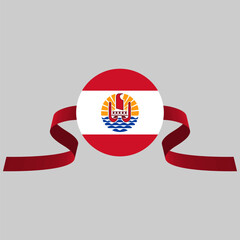 Obraz premium French Polynesia flag with ribbon behind