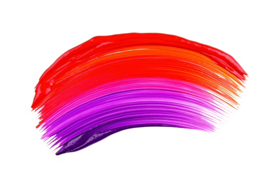 Vibrant paint strokes in red, orange, purple, and pink create colorful arc, showcasing artistic expression and creativity