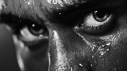 close up of a person face sweating profusely after a long day of walking, jogging, running and performing exercise