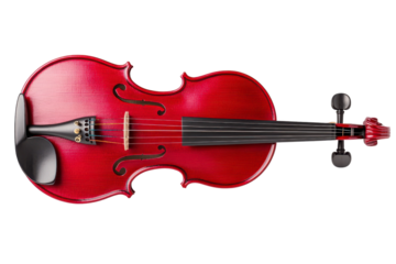 vibrant red violin with glossy finish, showcasing its elegant curves and intricate details, perfect for music lovers and performers