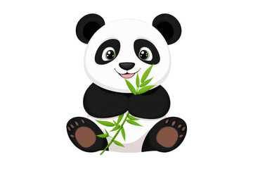 cute cartoon panda holding bamboo, showcasing playful and friendly expression. Perfect for children themes and wildlife illustrations