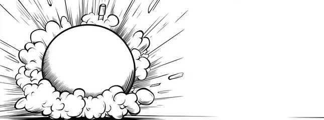 Obraz premium A contemporary doodle outline of a bomb with a burning fuse, designed in a simple linear style to emphasize the explosion and boom concept. Editable stroke. Continuous line drawing