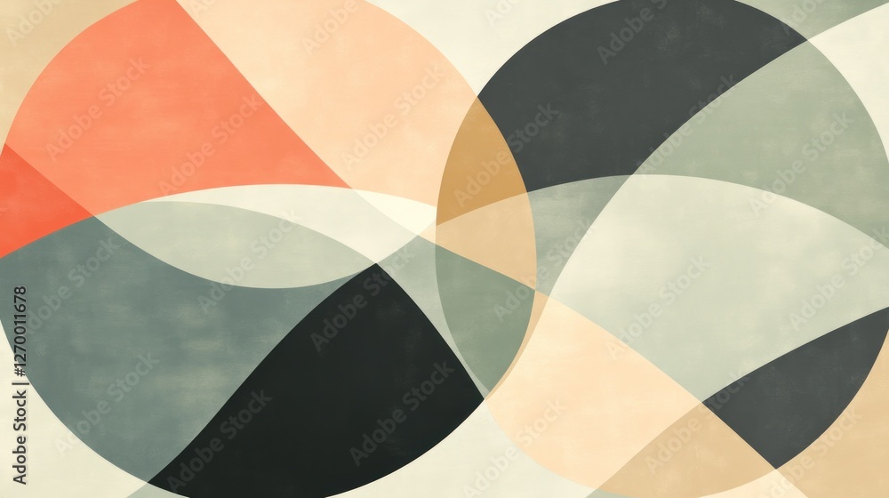 Poster abstract geometric design with intersecting circles and soft color palette