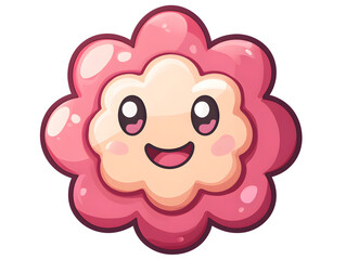 Cute Vector Flower With Cheerful Eyes and a Smiling Face Set Against a Bright White Background, Perfect for Children's Decor and Joyful Designs