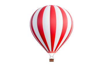 vibrant red and white striped hot air balloon soaring against clear sky, evoking sense of adventure and freedom. Perfect for travel and outdoor themes