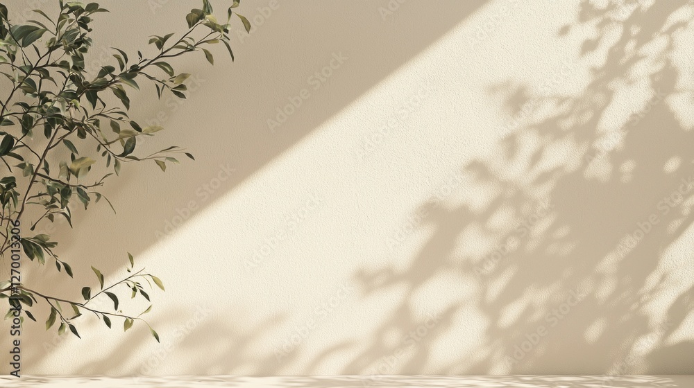 Poster a tranquil interplay of light and shadow unfolds as soft beige tones envelop the space. delicate lea