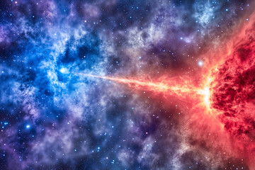 Fototapeta premium Stunning space illustration of a supernova with colorful nebula clouds