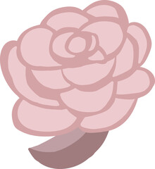 Muted Pastel Pink Simple Rose with Muted Pink Leaves. Ombre Effect