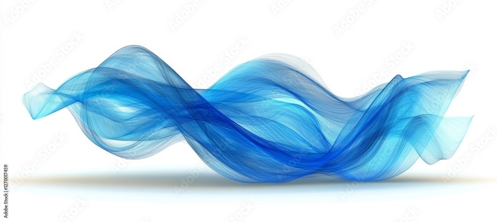 Poster abstract swirl of flowing blue gradient with shadow on white, background design element