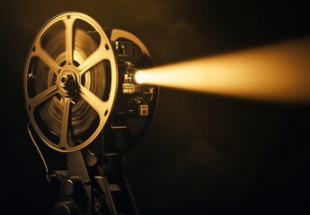 old cinema projector with film